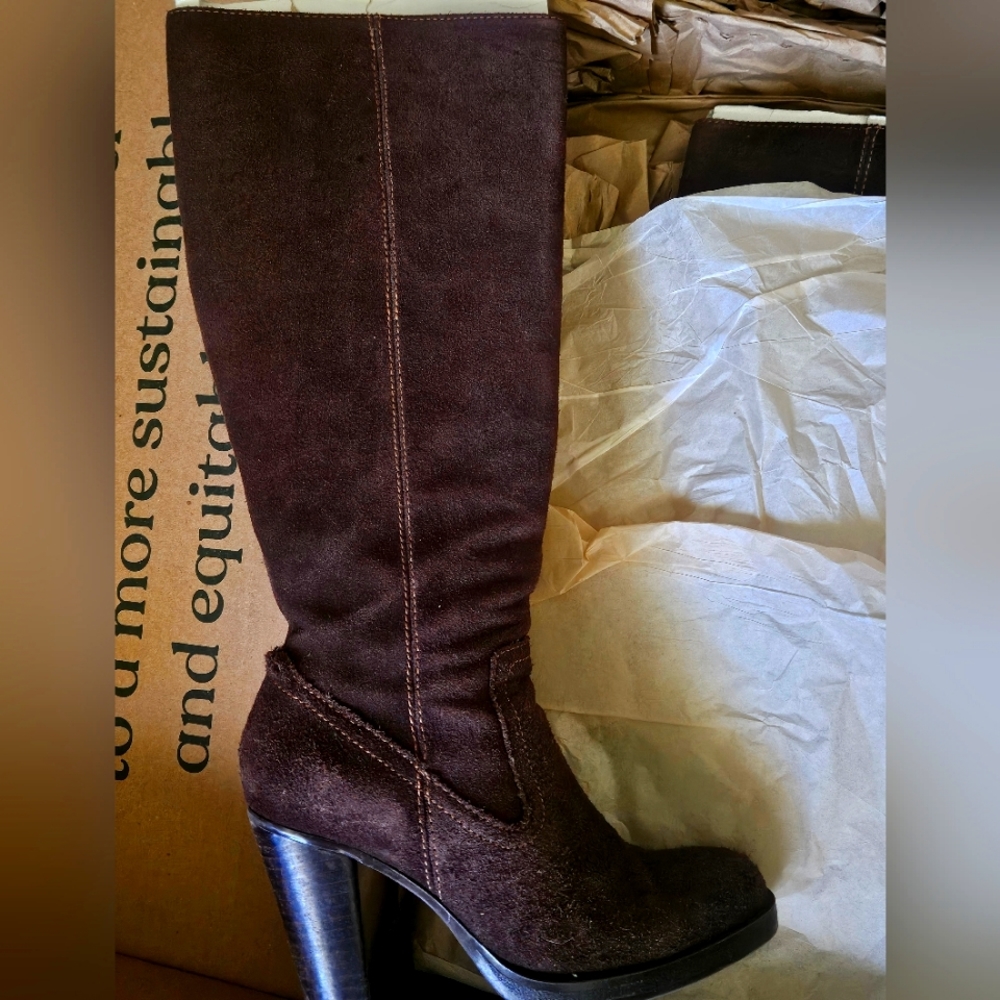 Brown Suede high heel boots